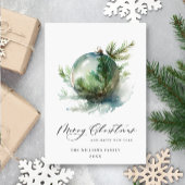 Elegante Waterverf Kerstmis Ornament Groet Feestdagenkaart