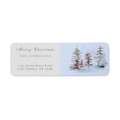 Elegante Waterverf Kerstmis Pine Retouradres Etiket (Voorkant)