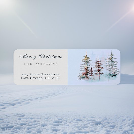 Elegante Waterverf Kerstmis Pine Retouradres Etiket