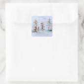 Elegante Waterverf Kerstmis Pine Retouradres Vierkante Sticker (Tas)