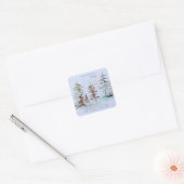 Elegante Waterverf Kerstmis Pine Retouradres Vierkante Sticker (Envelop)