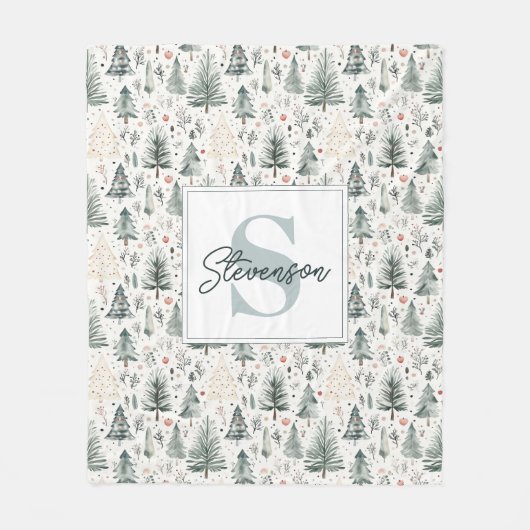 Elegante Waterverf kerstneutrale esthetiek Fleece Deken (Voorkant)