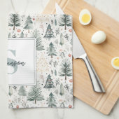 Elegante Waterverf kerstneutrale esthetiek Theedoek (Quarter Fold)