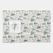 Elegante Waterverf kerstneutrale esthetiek Theedoek (Horizontaal)