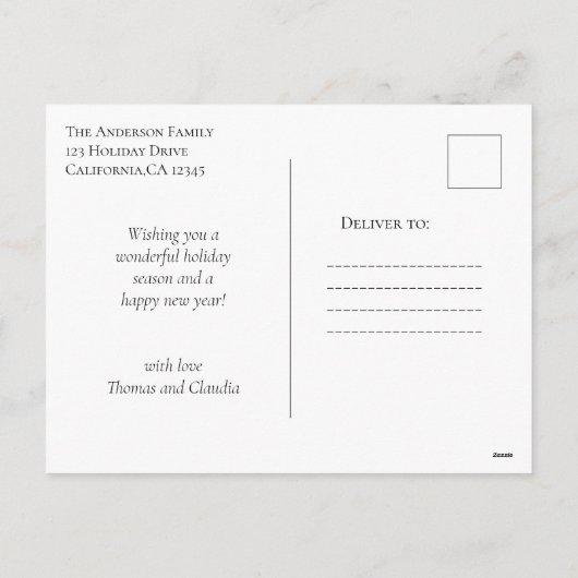 Elegante Waterverf Kerstslee Feestdagenkaart (Achterkant)