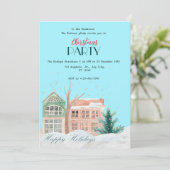 Elegante Waterverf kerstuitnodiging Kaart (Staand voorkant)