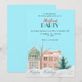 Elegante Waterverf kerstuitnodiging Kaart (Voorkant / Achterkant)