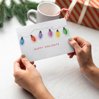 Elegante Waterverf Kerstverlichting Vouwkaart Bedankkaart