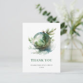 Elegante Waterverf Kerstversiering Dank u Briefkaart (Staand voorkant)