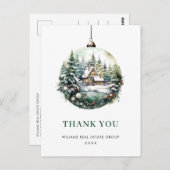 Elegante Waterverf Kerstversiering Dank u Briefkaart (Voorkant / Achterkant)