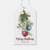 Elegante Waterverf kerstversieringen Cadeaulabel (Voorkant)