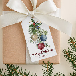 Elegante Waterverf kerstversieringen Cadeaulabel