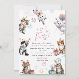 Elegante waterverf kitten kat 2e verjaardag uitnod kaart