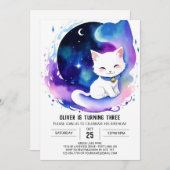 Elegante Waterverf Kitten Verjaardag Kaart (Voorkant / Achterkant)