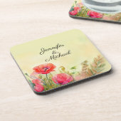 Elegante Waterverf klaprozen Bier Onderzetter (Linkerzijde)