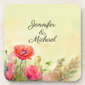 Elegante Waterverf klaprozen Bier Onderzetter (Voorkant)