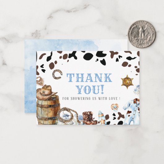 Elegante Waterverf Kleine cowboy Rodeo Country Bab Notitiekaartje (Voorkant / Achterkant in situ)