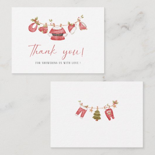 Elegante waterverf Kleine kerstman baby  Baby show Notitiekaartje (Voorkant / Achterkant)