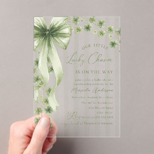 Elegante waterverf kleine shamrocks Patrics Baby Acryl Uitnodigingen