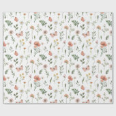 Elegante Waterverf Kleine Wildflower Roze Cadeaupapier (Vlak)
