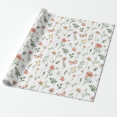 Elegante Waterverf Kleine Wildflower Roze Cadeaupapier (Uitgerold)