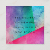 Elegante Waterverf Kleurblokken Vierkante Visitekaartje (Achterkant)
