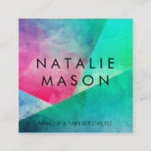 Elegante Waterverf Kleurblokken Vierkante Visitekaartje (Voorkant)