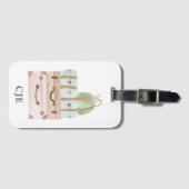 Elegante Waterverf Koffers Bagage Bagagelabel (Voorkant (horizontaal))