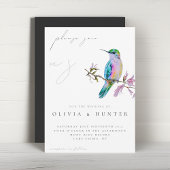 Elegante Waterverf kolibrie bruiloft uitnodiging