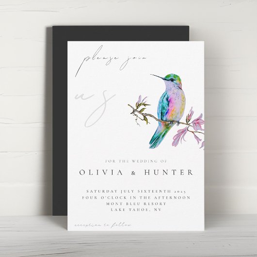 Elegante Waterverf kolibrie bruiloft uitnodiging