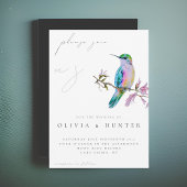 Elegante Waterverf kolibrie bruiloft uitnodiging