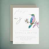 Elegante Waterverf kolibrie bruiloft uitnodiging