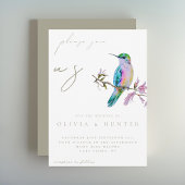 Elegante Waterverf kolibrie bruiloft uitnodiging