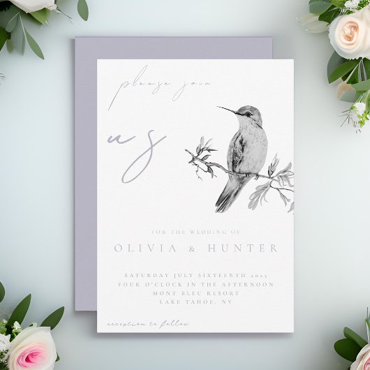 Elegante Waterverf kolibrie bruiloft uitnodiging