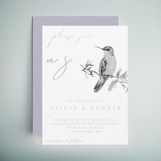Elegante Waterverf kolibrie bruiloft uitnodiging