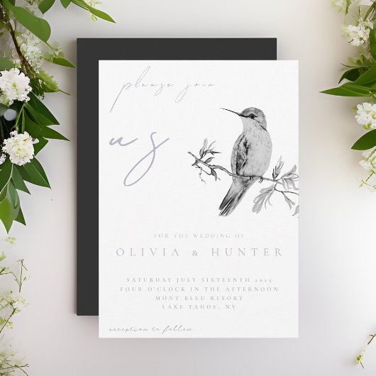 Elegante Waterverf kolibrie bruiloft uitnodiging