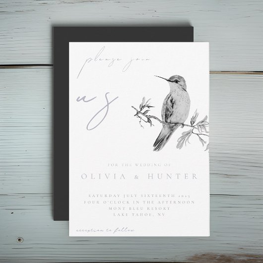 Elegante Waterverf kolibrie bruiloft uitnodiging