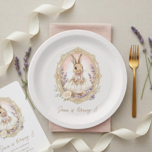Elegante Waterverf Konijn Verjaardag Papieren Bordje