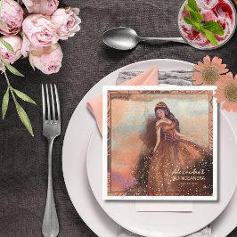 Elegante Waterverf Koper Roos Quinceañera Napkin Servet