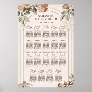 Elegante waterverf koperbloemen stoffige groene bo poster