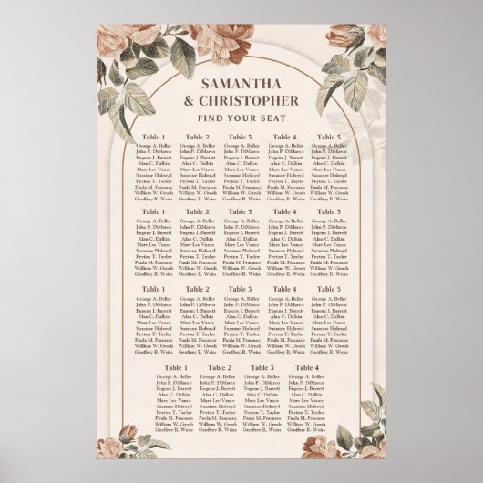 Elegante waterverf koperbloemen stoffige groene bo poster (Voorkant)