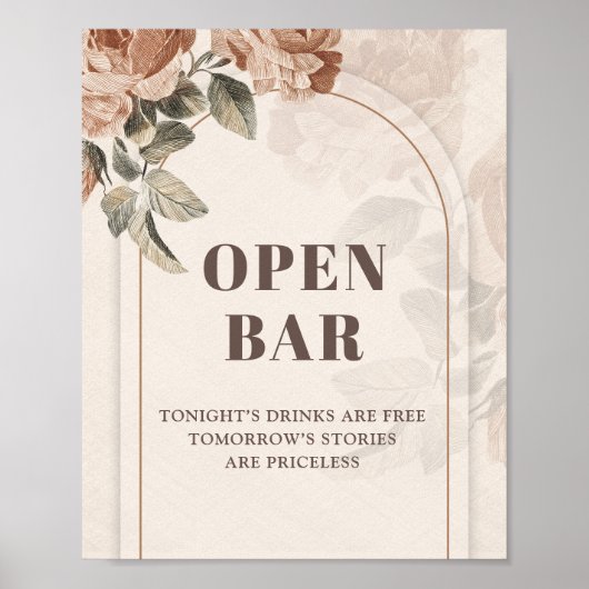 Elegante waterverf Koperbloemensalie open bar Poster (Voorkant)