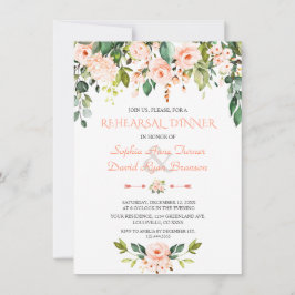 Elegante Waterverf Koraal Bloemen Oefen Diner Kaart