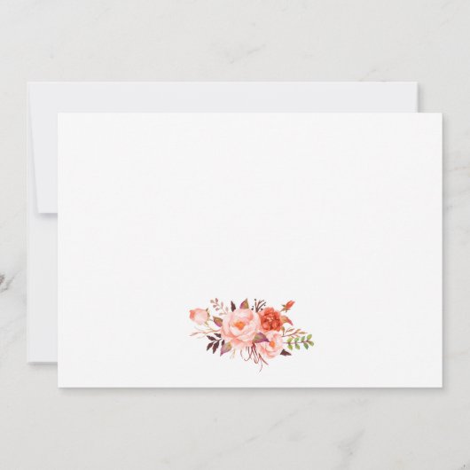 Elegante Waterverf koraal bloemengoud bruiloft Bedankkaart (Achterkant)