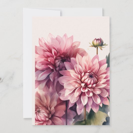 Elegante Waterverf koraal en roze dahlia bruiloft Kaart (Achterkant)