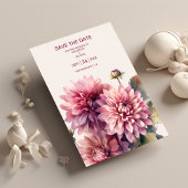 Elegante Waterverf koraal en roze dahlia bruiloft Save The Date