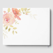 Elegante Waterverf Koraal Roze Roos & Gouden Bruil Gastenboek (Achterkant)