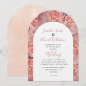 Elegante Waterverf Koraal Roze Rose Bloemen Huweli Kaart (Voorkant / Achterkant)