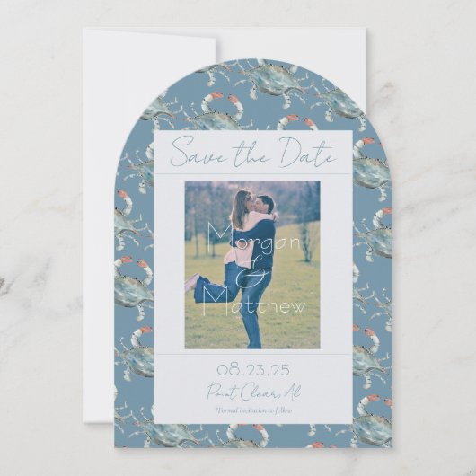 Elegante Waterverf Krab Wedding Save the Date Kaart (Voorkant)