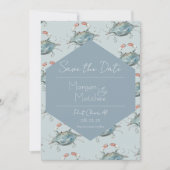 Elegante Waterverf Krab Wedding Save theDate Kaart (Voorkant)